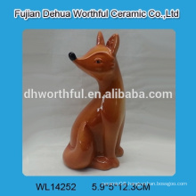 Brown ceramic fox figurine for home decoration